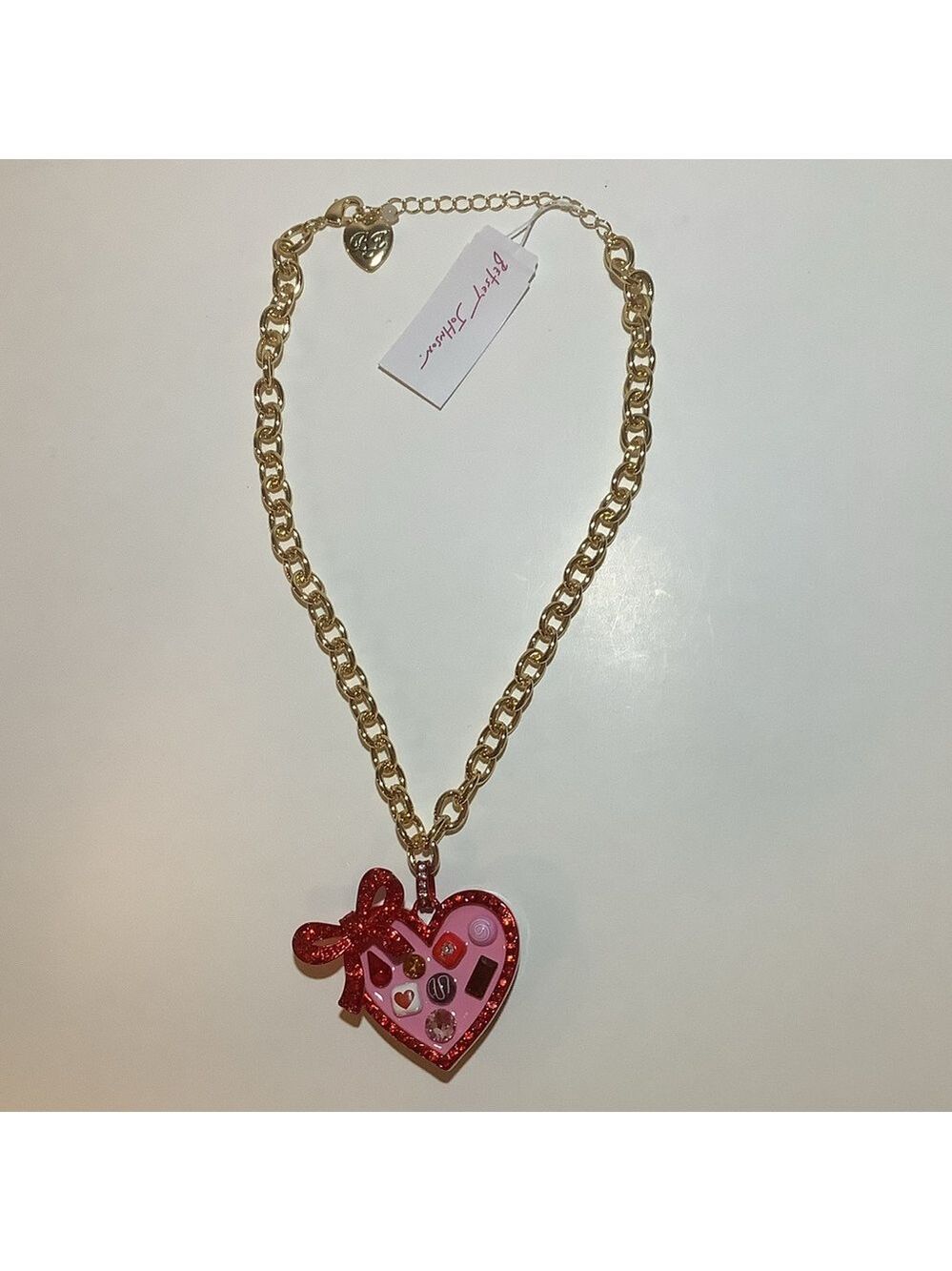 Betsey Johnson Love Spell Heart Chocolate Box Necklace New - Picture 4 of 5